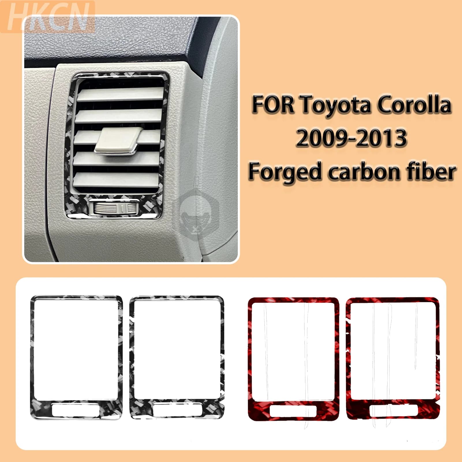 Per Toyota Corolla 2009-2013 Cornice Decorativa in Fibra di Carbonio Forgiata per Bocchette Laterali del Cruscotto, Accessorio Interno Auto