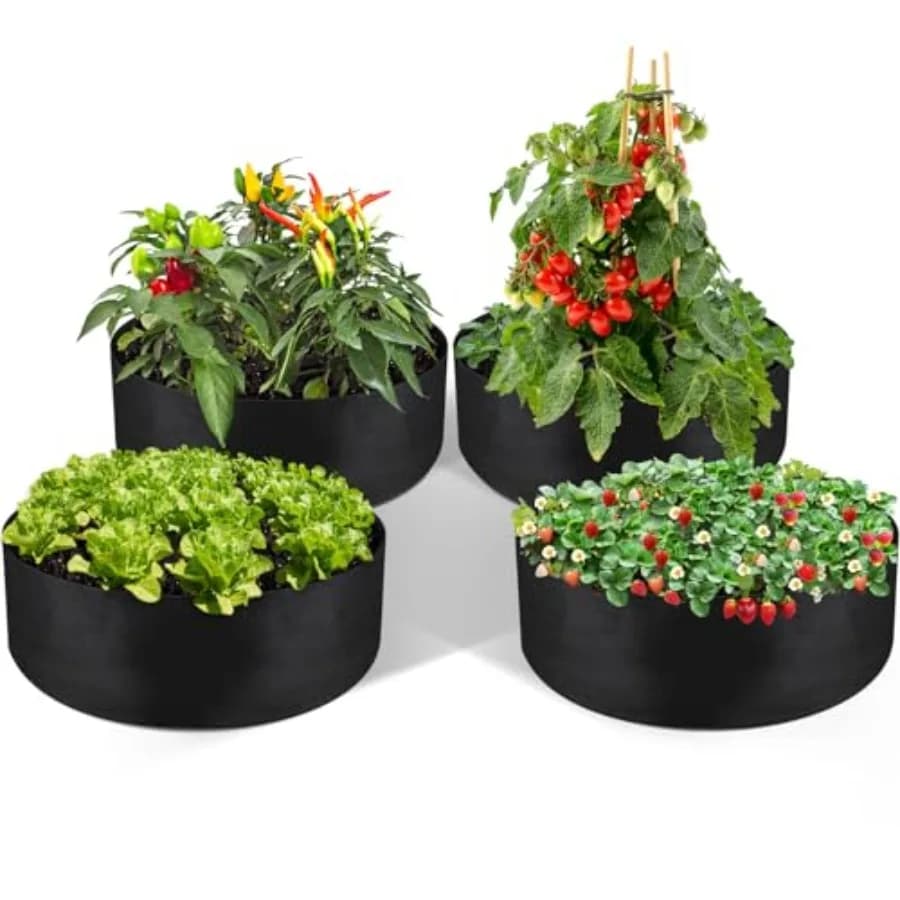 Set di 4 Sacchi per Coltivazione da 30 Galloni, Vasi in Tessuto Non Tessuto Resistente per Orto e Giardino