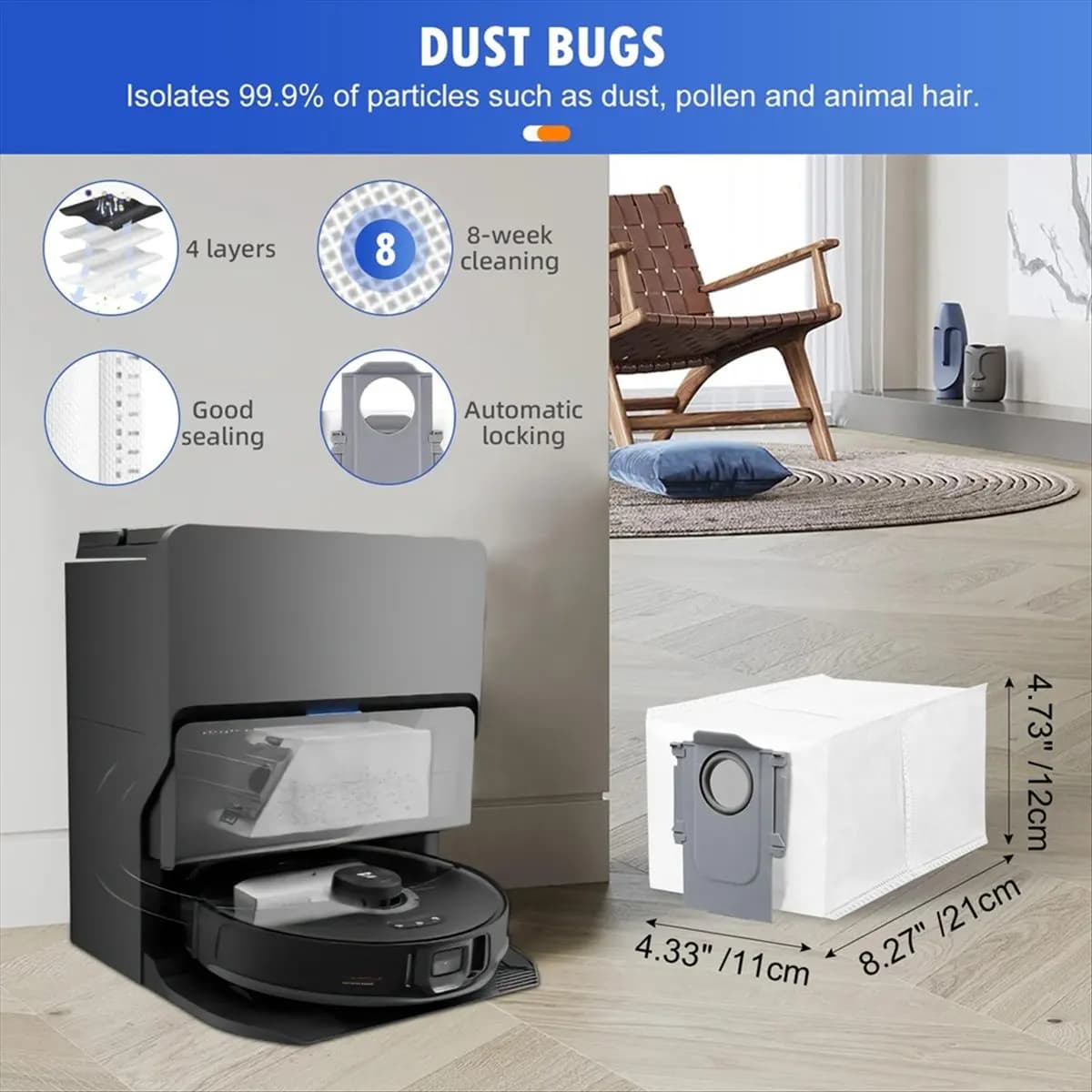 【50% OFF】Accessories Kit for S8 MaxV Ultra Robot Vacuum,Main Brushes,Dust Bags, Mop Cloths, Edge Mop Cloths,Filters