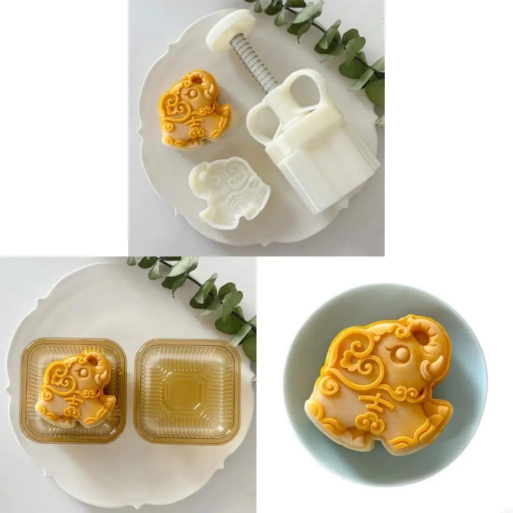 L9BE Beautiful Elephant Patterned Pastries Stamps Practical Hand Press Mooncakes Molds