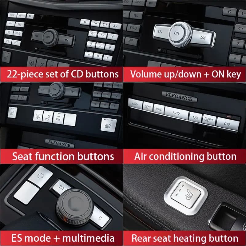 Auto Interior Decoration Push Button Stickers For Mercedes Benz Class E W212 E200 E260 E300 Modified Central Control CD Cover
