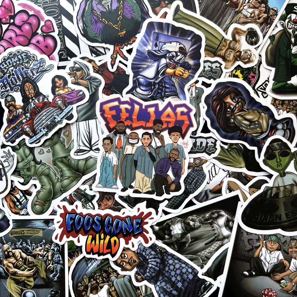 10/50PCS Hip Hop Homies adesivi per casco da motociclista bottiglia d'acqua laptop auto Graffiti adesivo fresco impermeabile giocattoli decalcomania regalo