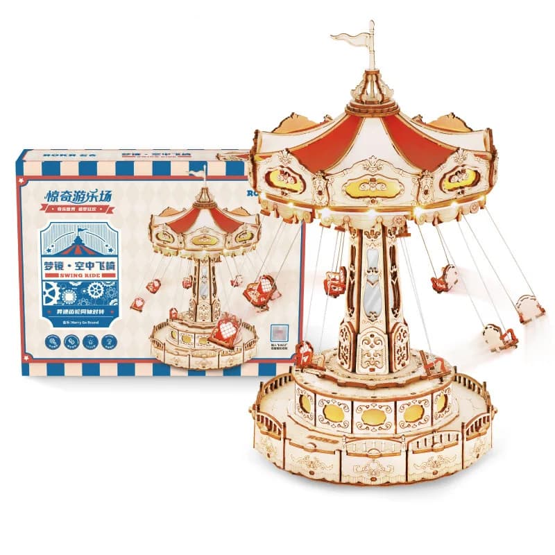 Fatto a mano fai da te sedia volante giocattoli Puzzle Stereo carillon Building Blocks parco divertimenti serie bambini adulti facile da montare
