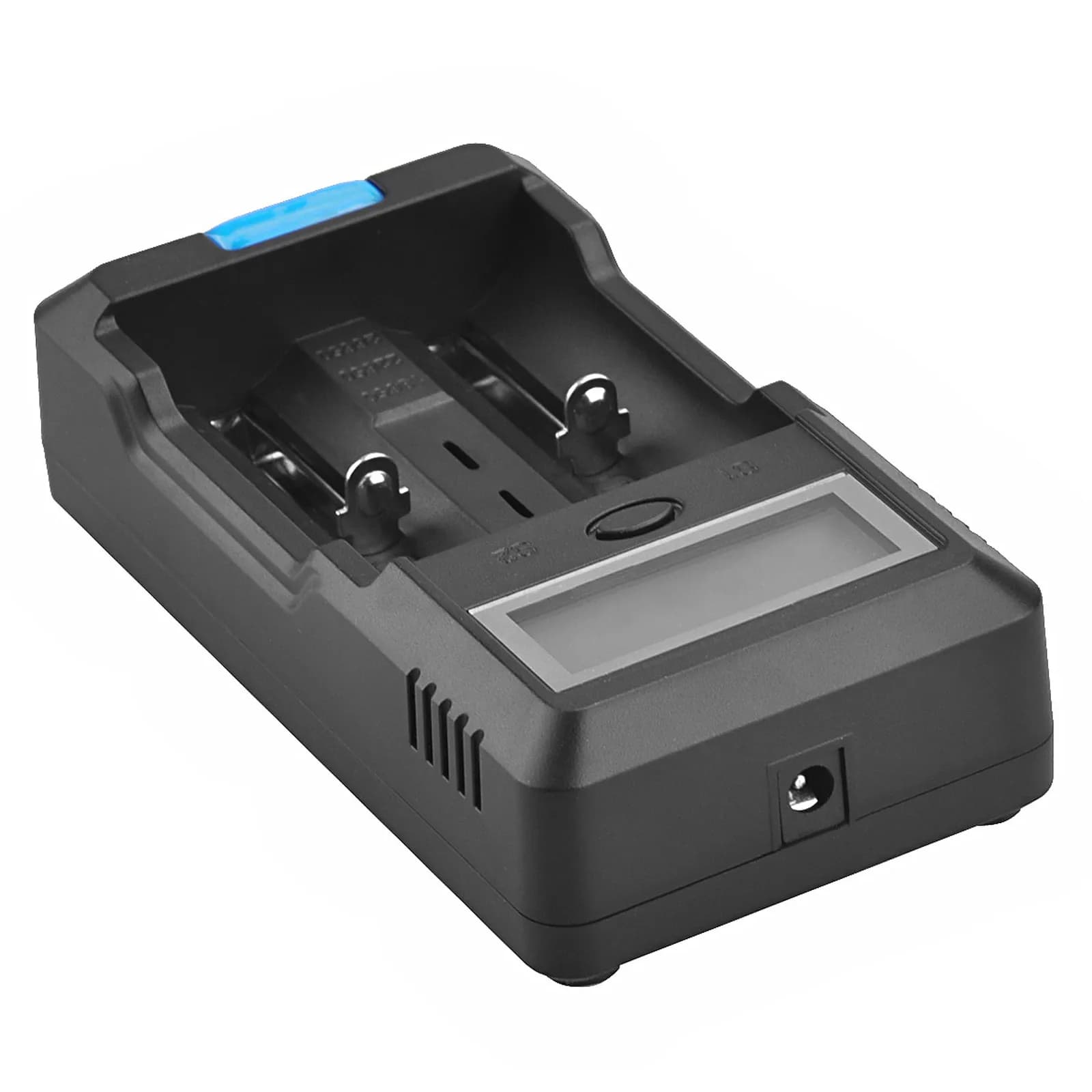 Caricabatterie Intelligente LCD F-2 a 2 Slot Compatibile con Batterie Cilindriche Li-Ion 3.7V e 1.2V, Uscita USB 5V per Auto