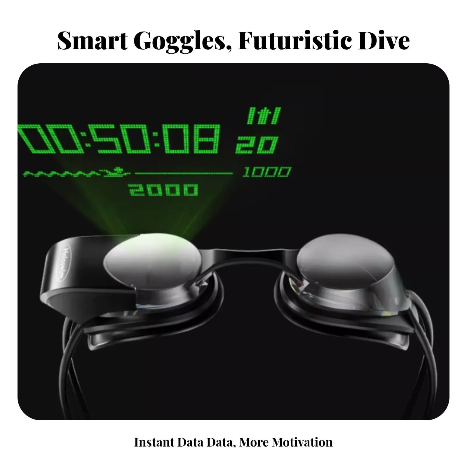 Occhialini da Nuoto Smart AR, Professionali ad Alta Definizione Antiappannamento, Visualizzazione Dati in Tempo Reale, Multimodali, Regalo