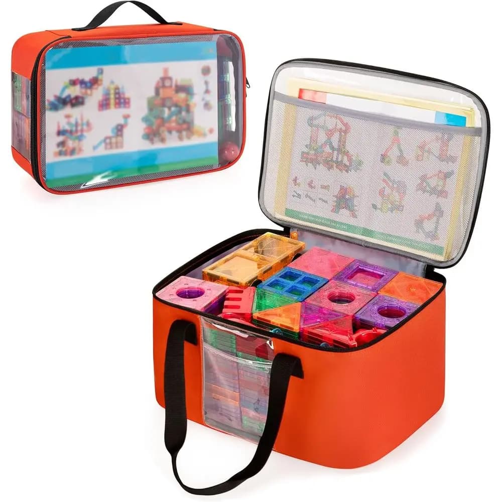 Borsa organizer per piastrelle magnetiche superiori trasparenti - Stoccaggio portatile per giocattoli da costruzione
