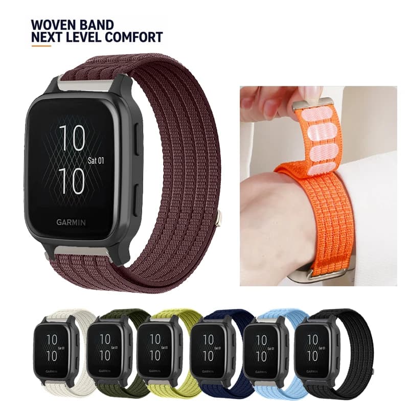 20mm Breathable Nylon Sport Loop Velcro Strap For Garmin Venu Sq 2 Plus/ venu2 plus