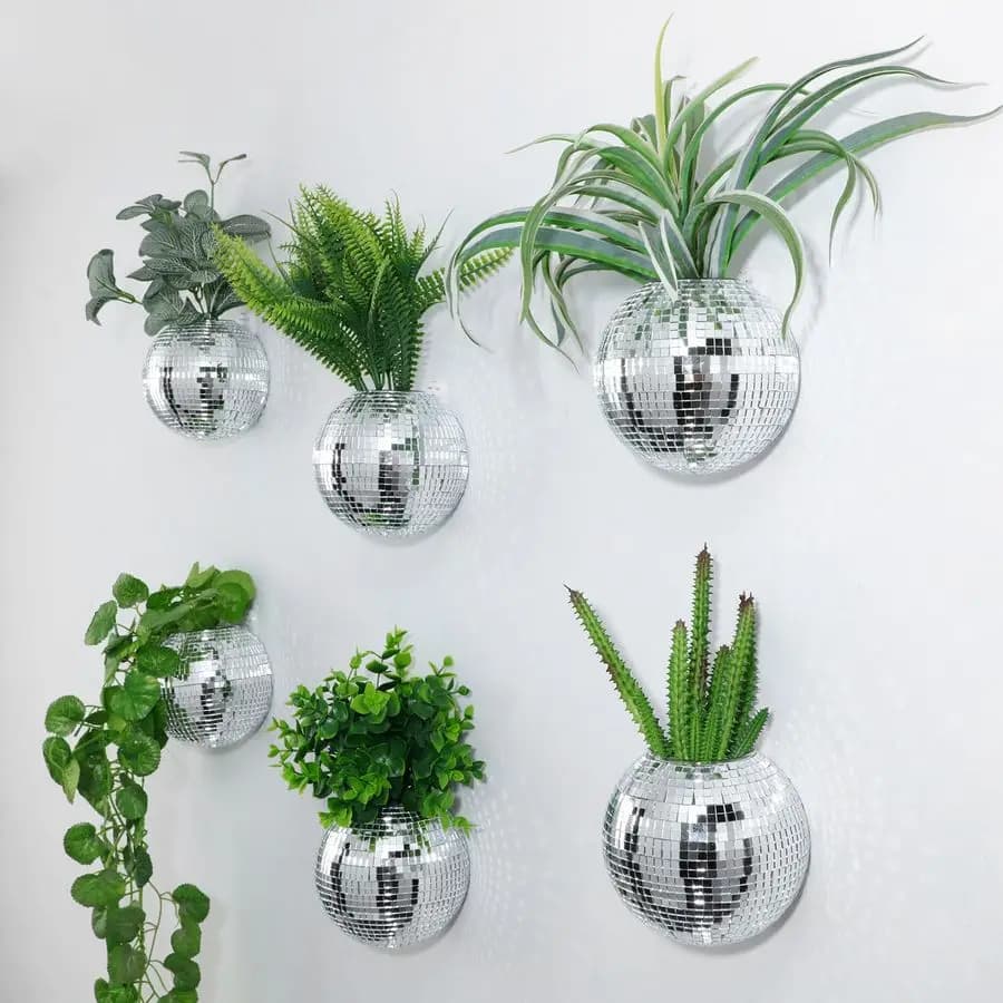 Set of 6 Vases in Sphera Specchiata from 4,7 Inches, Glass Walls Boho Style, Lands for Interior Plants