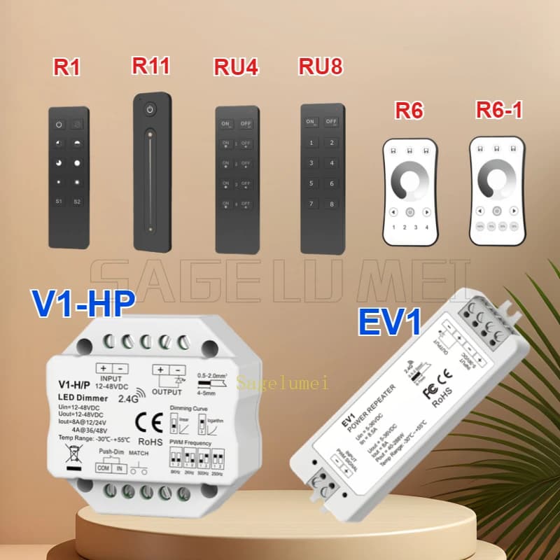 LED Dimmer V1-H/P Interruttore DC12V 24V PWM 2.4G LED Touch RF Controller intelligente remoto wireless per striscia LED monocolore EV1 RU4 R11