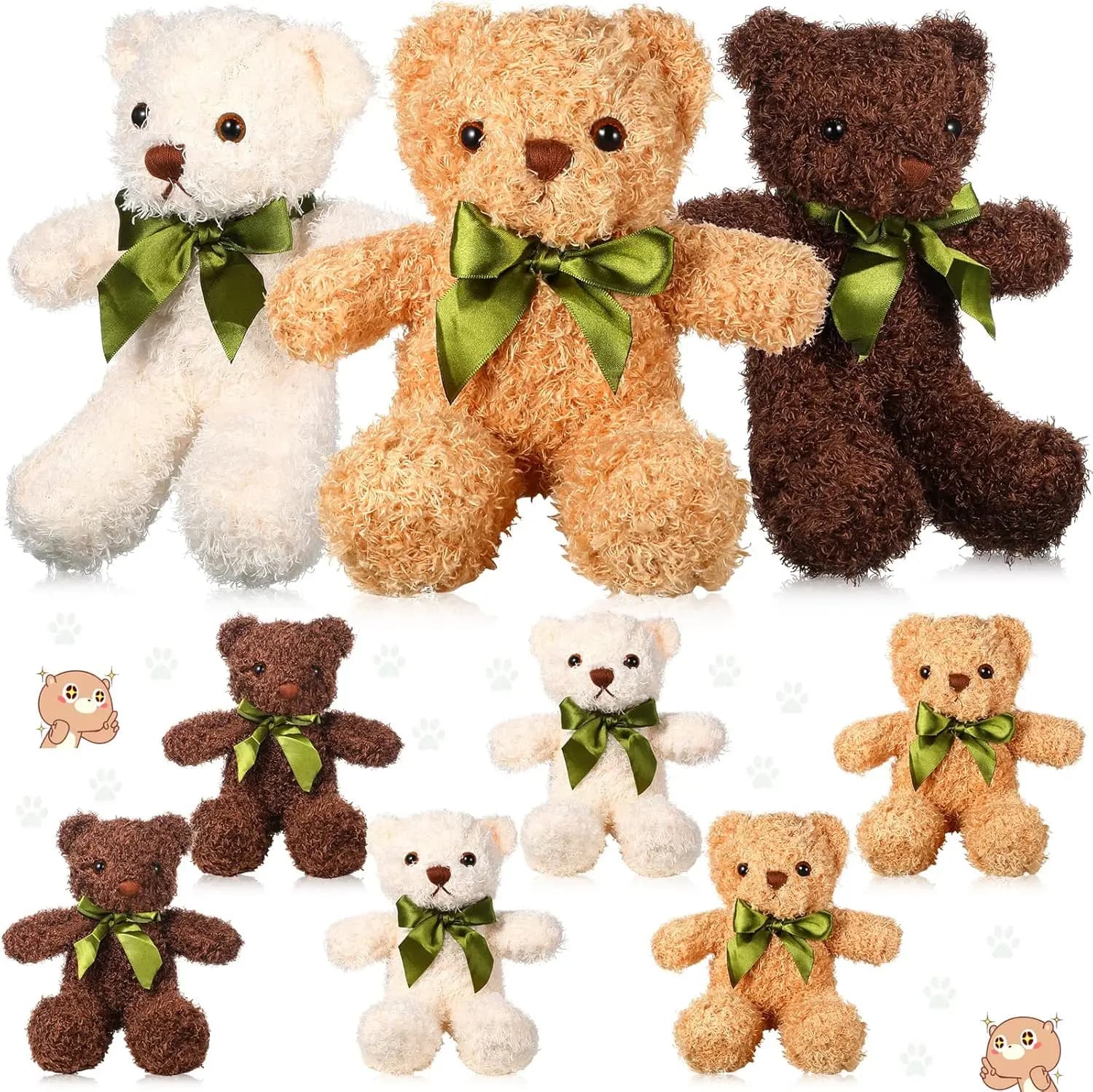 Orsacchiotti di Peluche Morbidi, Giocattoli in Peluche con Fiocco, Regalo per Bambini, Laurea, Baby Shower, Compleanno