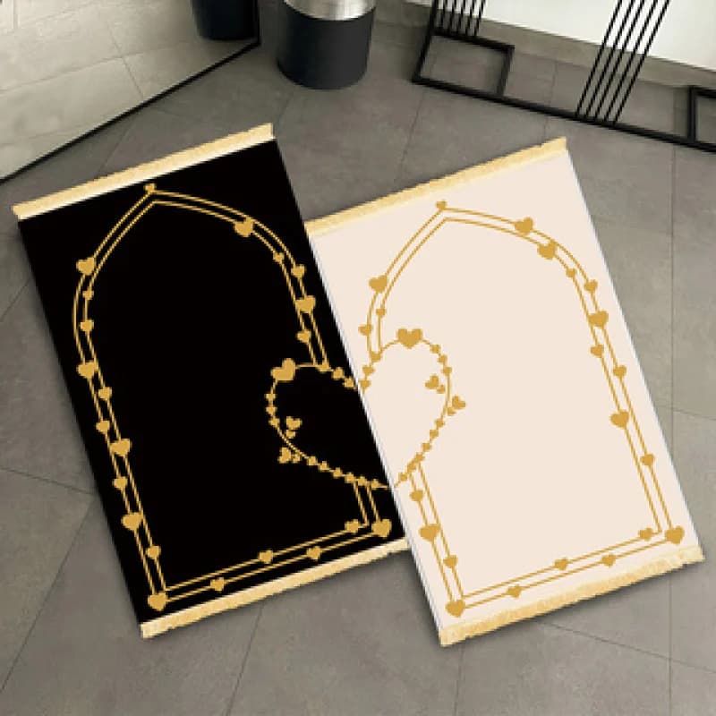 VIKAMA Set di 2 Tappetini da Preghiera Islamici in Stile Minimalista, Tappetino per Adorazione, Regalo per l'Eid al Fitr