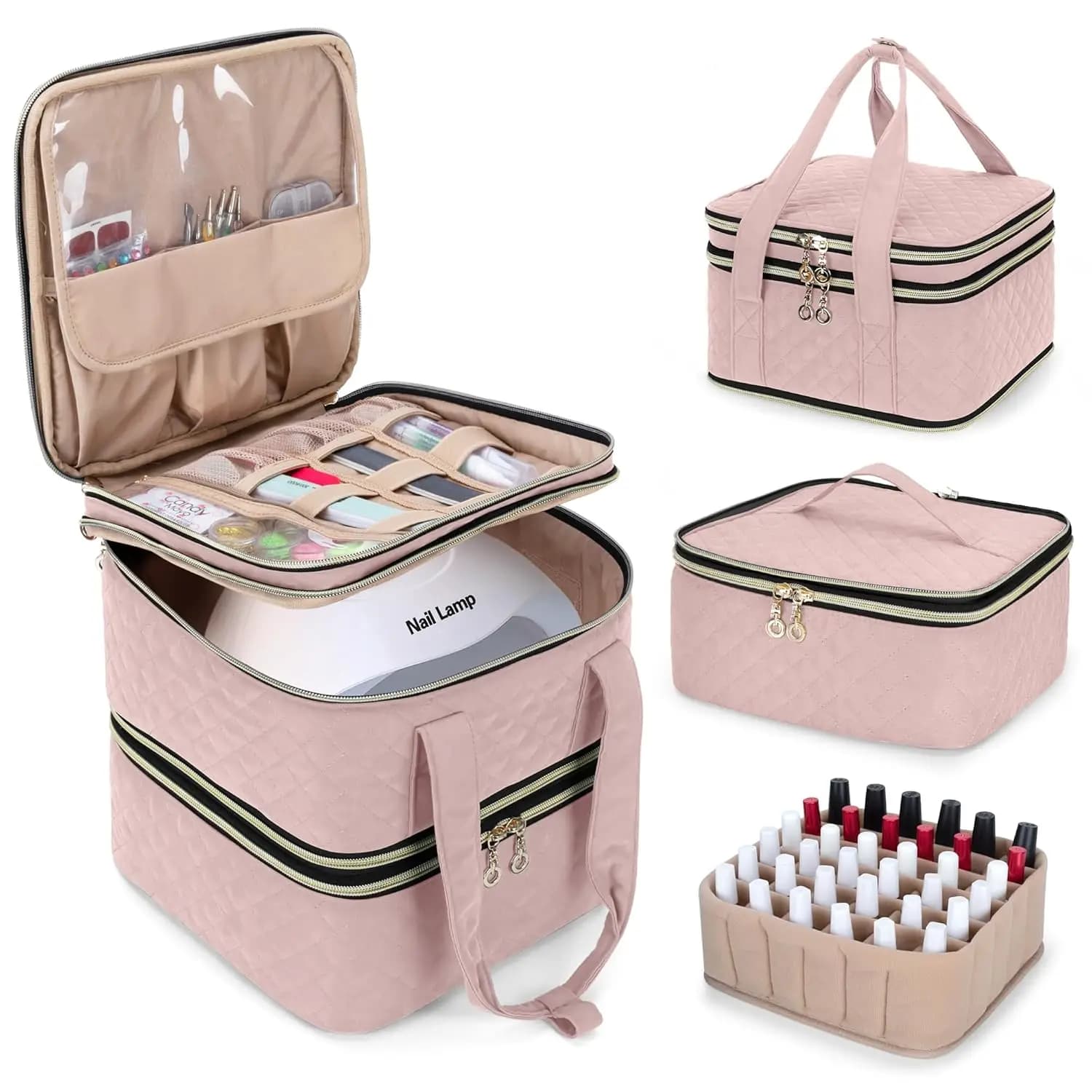 Organizer for 72 Polishes, 3 Stackable Sheets with Removable Dividers for Instruments, Old Rose