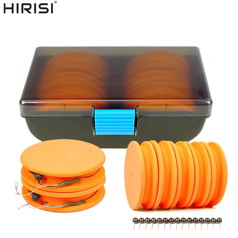 HIRISI 10 Pz / Box EVA Foam Grids + 10 Spills Carp Fishing Rig Wrapers Line Leader Hook Rig Organizer Durable