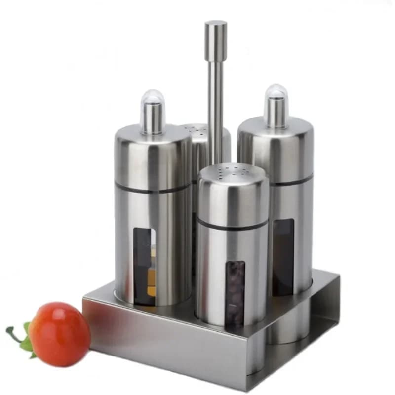 Stainless Steel Salt and Pepper Shaker Set Odor Free Spice Stand Condiment Box Cooking Seasoning Bottle Kitchen Tools