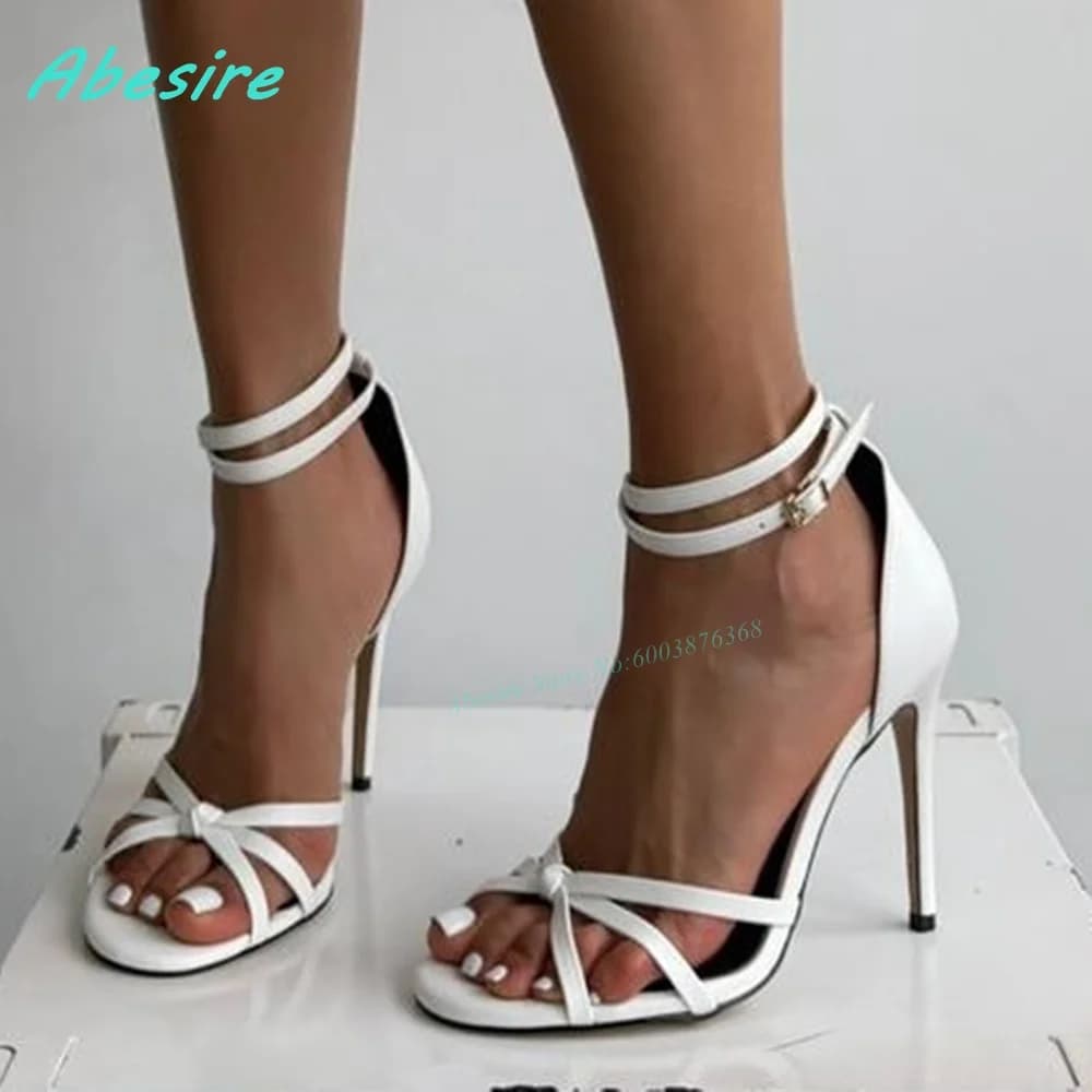 Sandali con cinturino alla caviglia Red Knot con intagli e patchwork, punta tonda, tacco sottile, tacco coperto, per donna, estivi, scarpe da festa per ragazze audaci