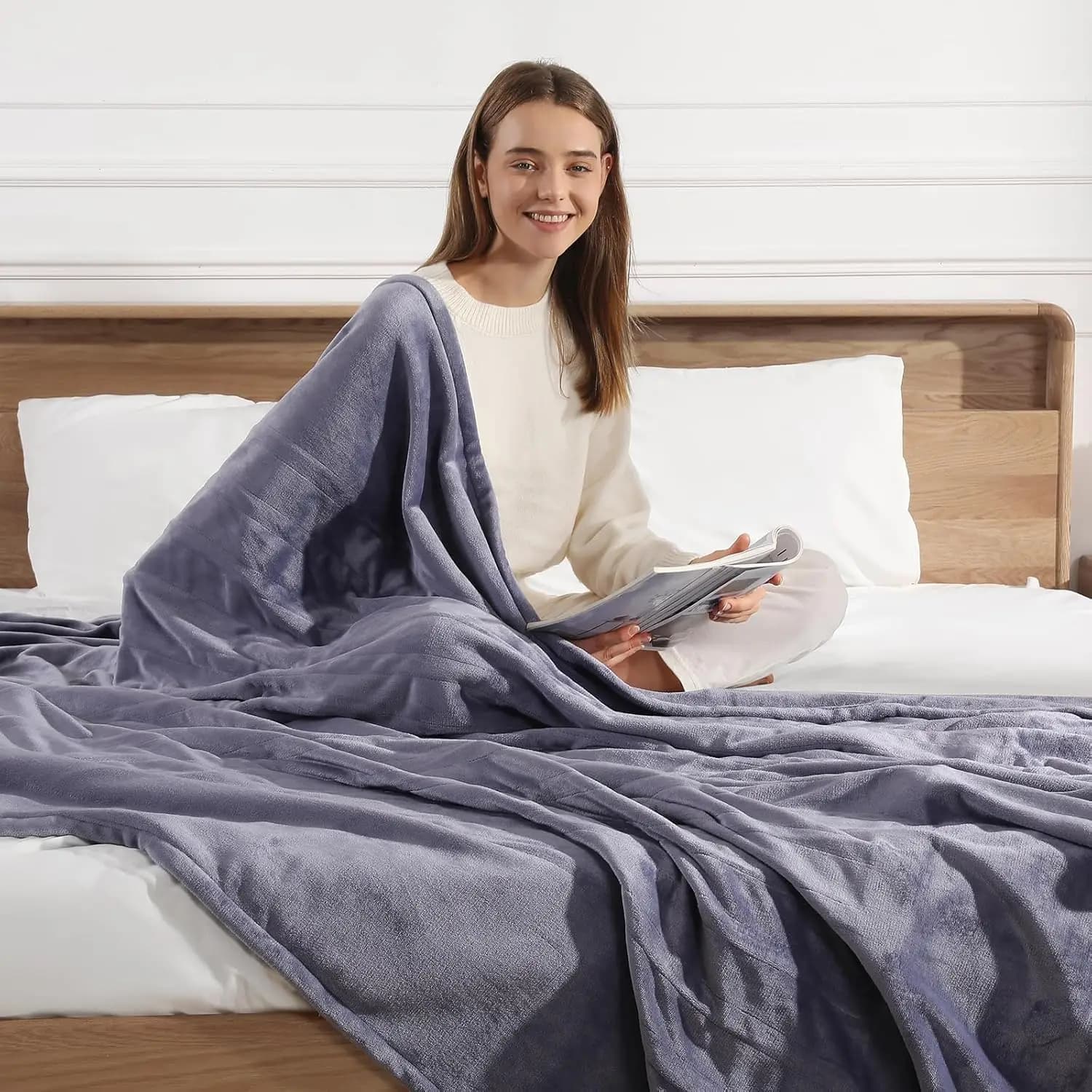 Coperta Elettrica Misura Full 72''X84'', in Flanella Viola con 5 Livelli di Calore e Spegnimento Automatico, Ideale come Regalo