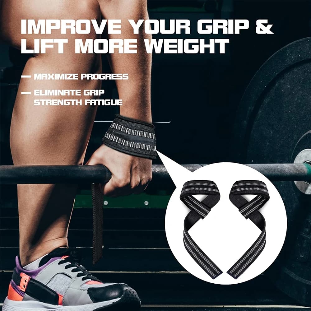 Cinghie per sollevamento pesi, cinghie per stacco da polso con imbottitura, cinghie per sollevamento pesi, powerlifting, allenamento per la forza
