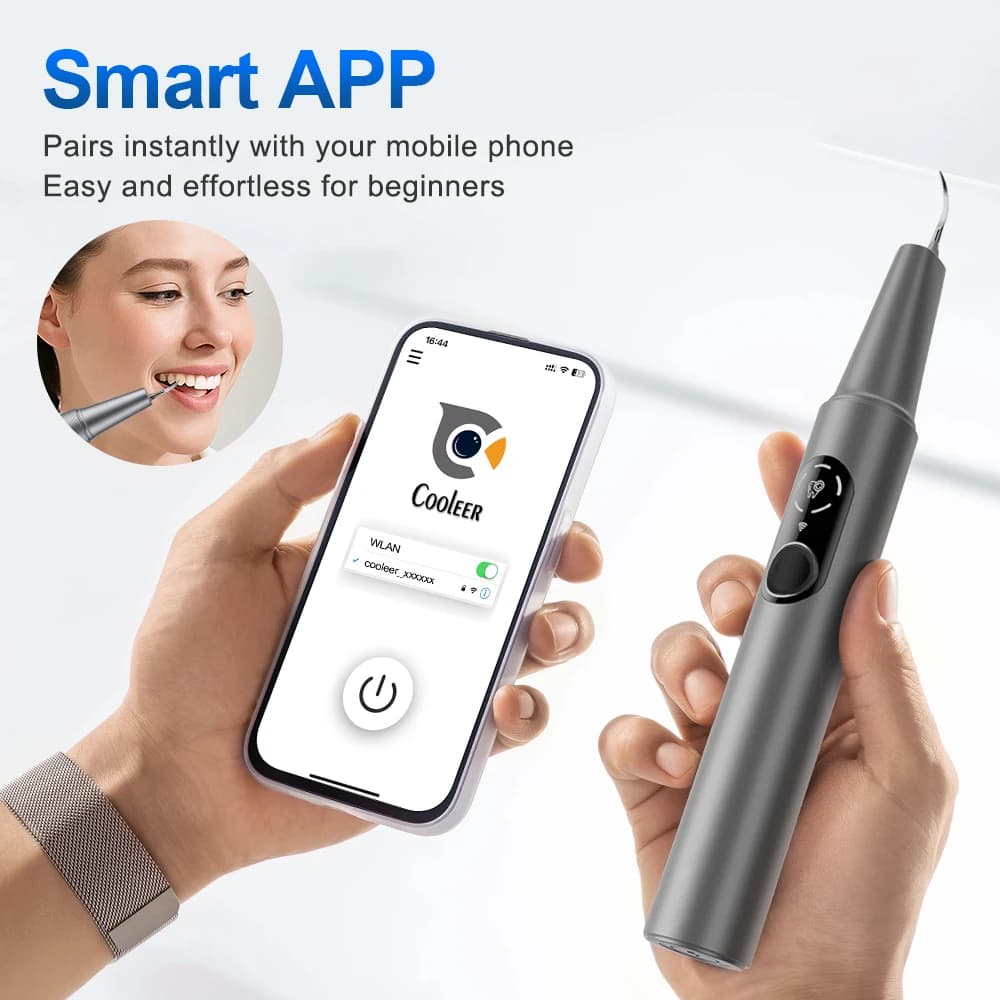 Ablatore Dentale a Ultrasuoni Visuale per Sbiancamento Denti, Pulizia, Rimozione di Placca e Tartaro con Telecamera, Pulitore Elettrico per Denti Domestico