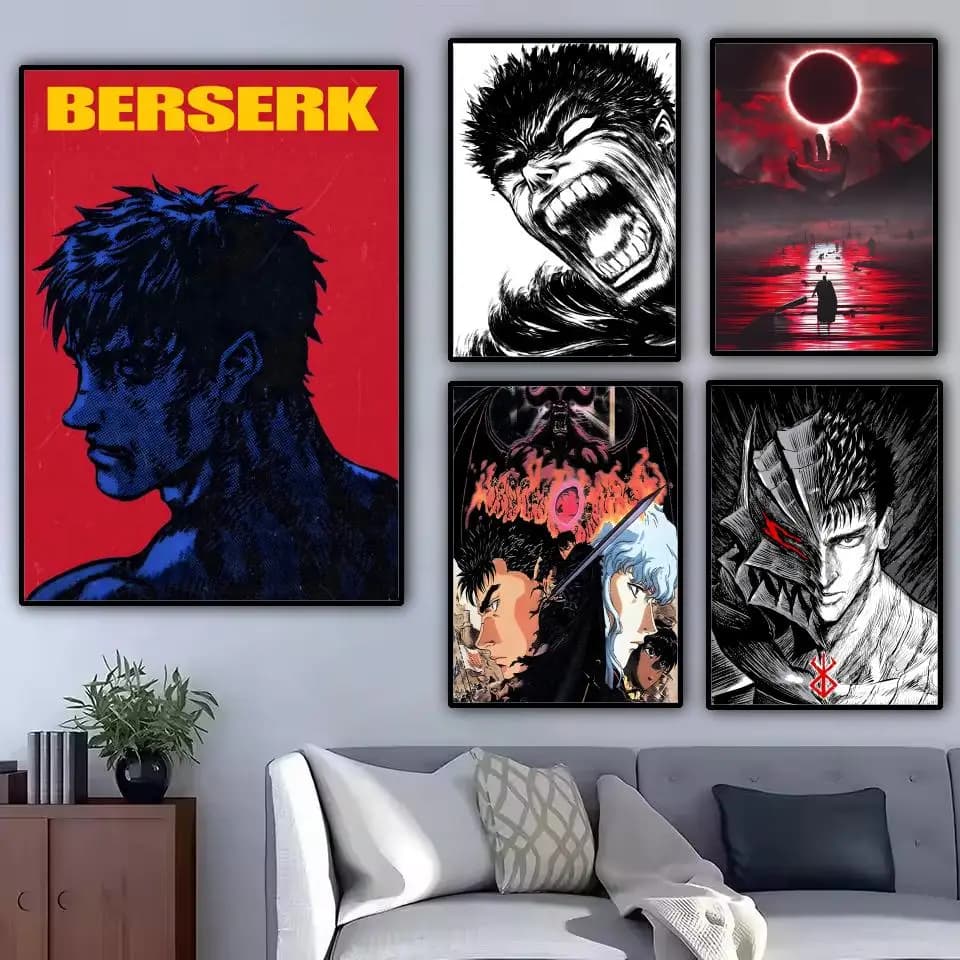 Anime Berserk Prints Painting Calligraphy Canvas Poster: Crease Free Waterproof Durable All Space Wall Decor