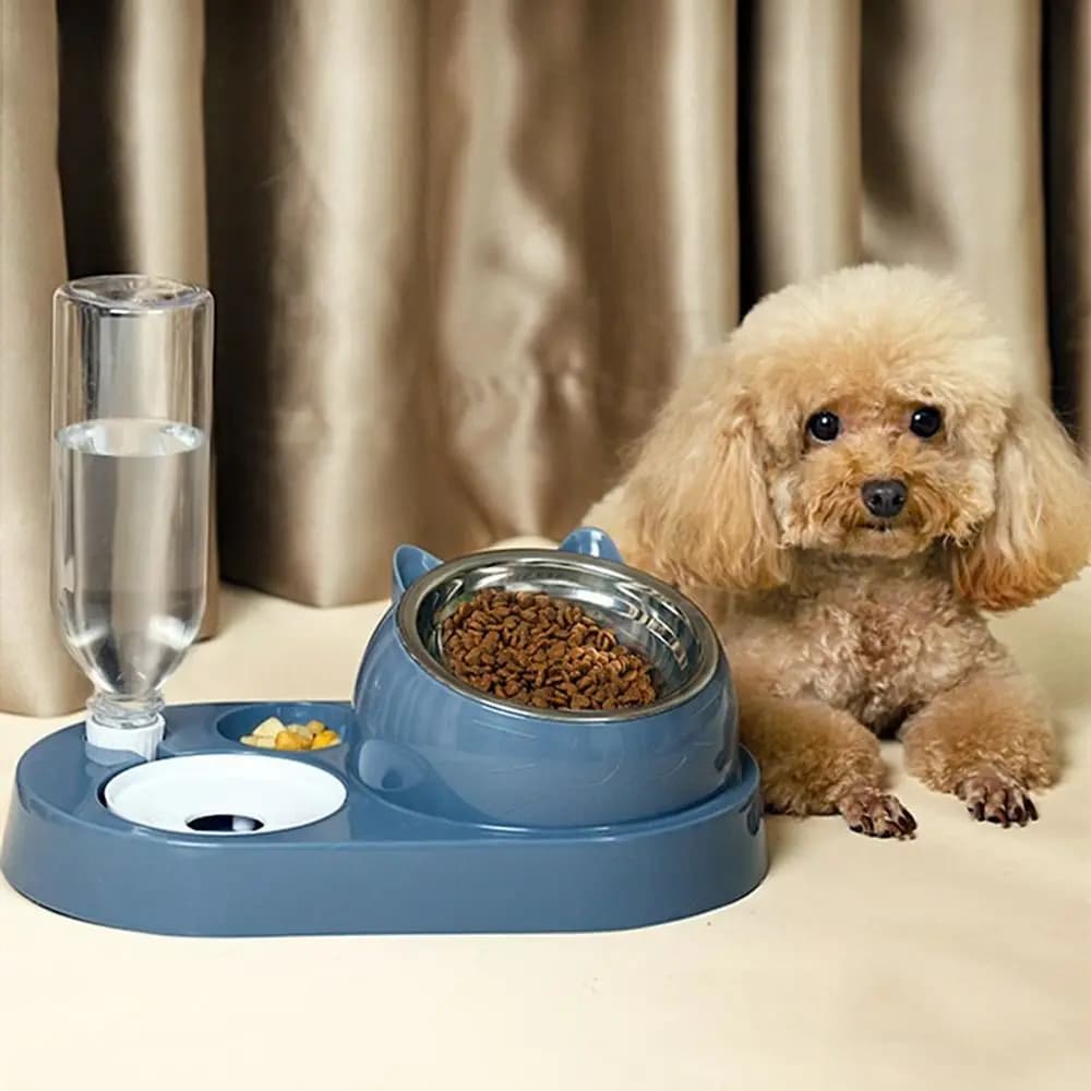Contenitore per alimenti con abbeveratoio Alimentatore per abbeveratoio per animali domestici Ciotola per gatti 2 in 1 Distributore automatico di acqua Conservazione dell'acqua Ciotola per cibo per gatti per cani da compagnia