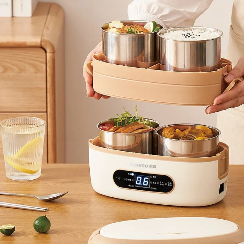 220V Intelligente Riscaldamento Elettrico Lunch Box In Acciaio Inox 304 Isolamento Alimentare Bento Lunch Box Portatile Ufficio Riscaldamento Riscaldatore di Cibo 2L