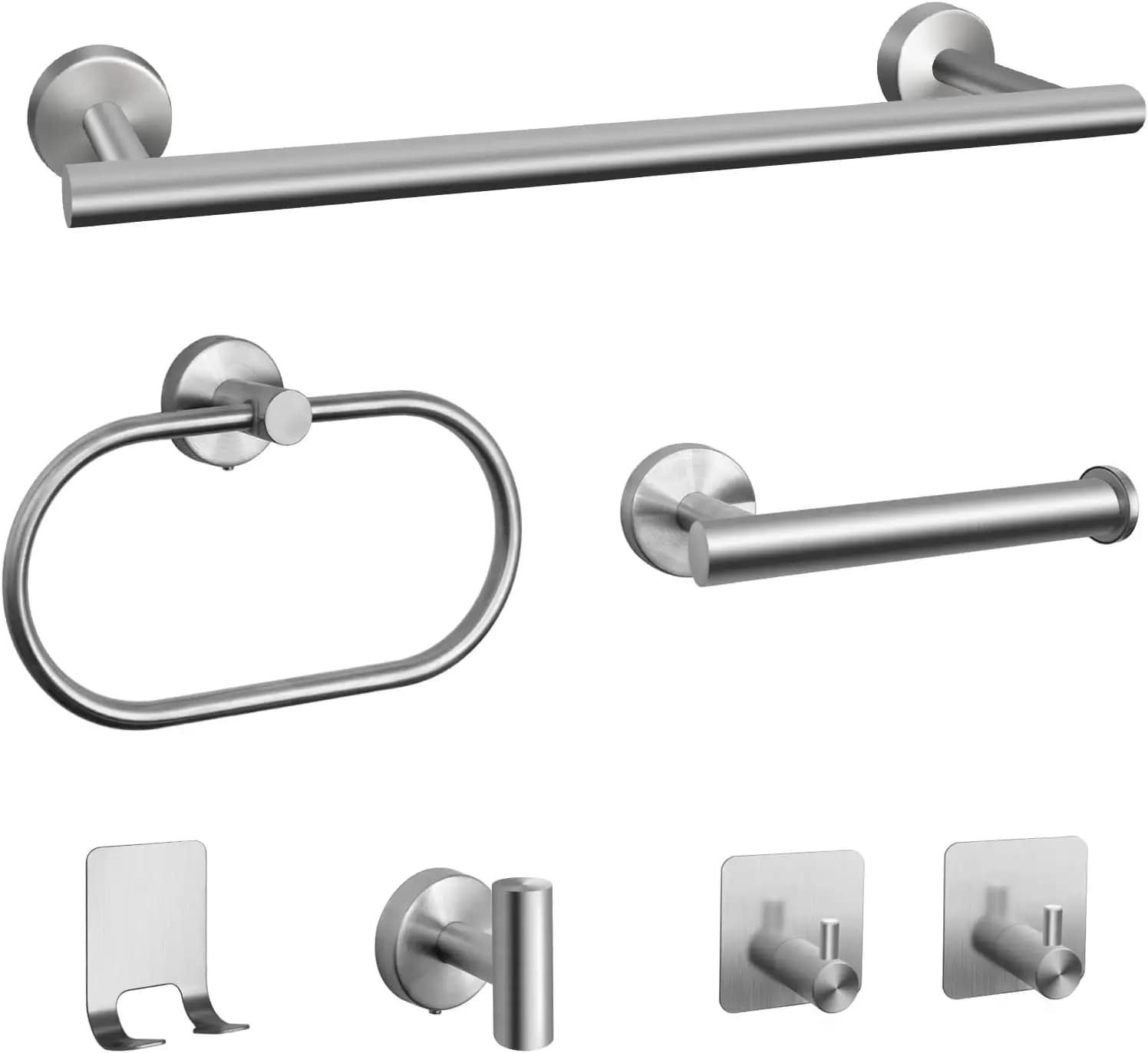 Set di 7 Accessori per Bagno, Portasciugamani a Parete in Acciaio Inox Nichel Spazzolato con Barra Portasciugamani da 16 Pollici, Porta Carta Igienica
