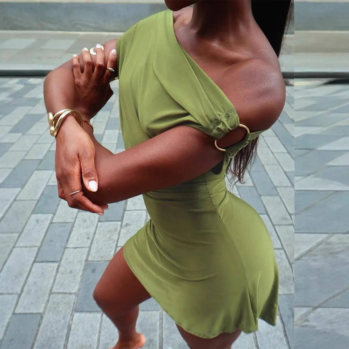Summer New Arrival Slim Fit One Shoulder Sexy Dress Women's Fashion Personality Single Piece A-Line Skirt City Walk