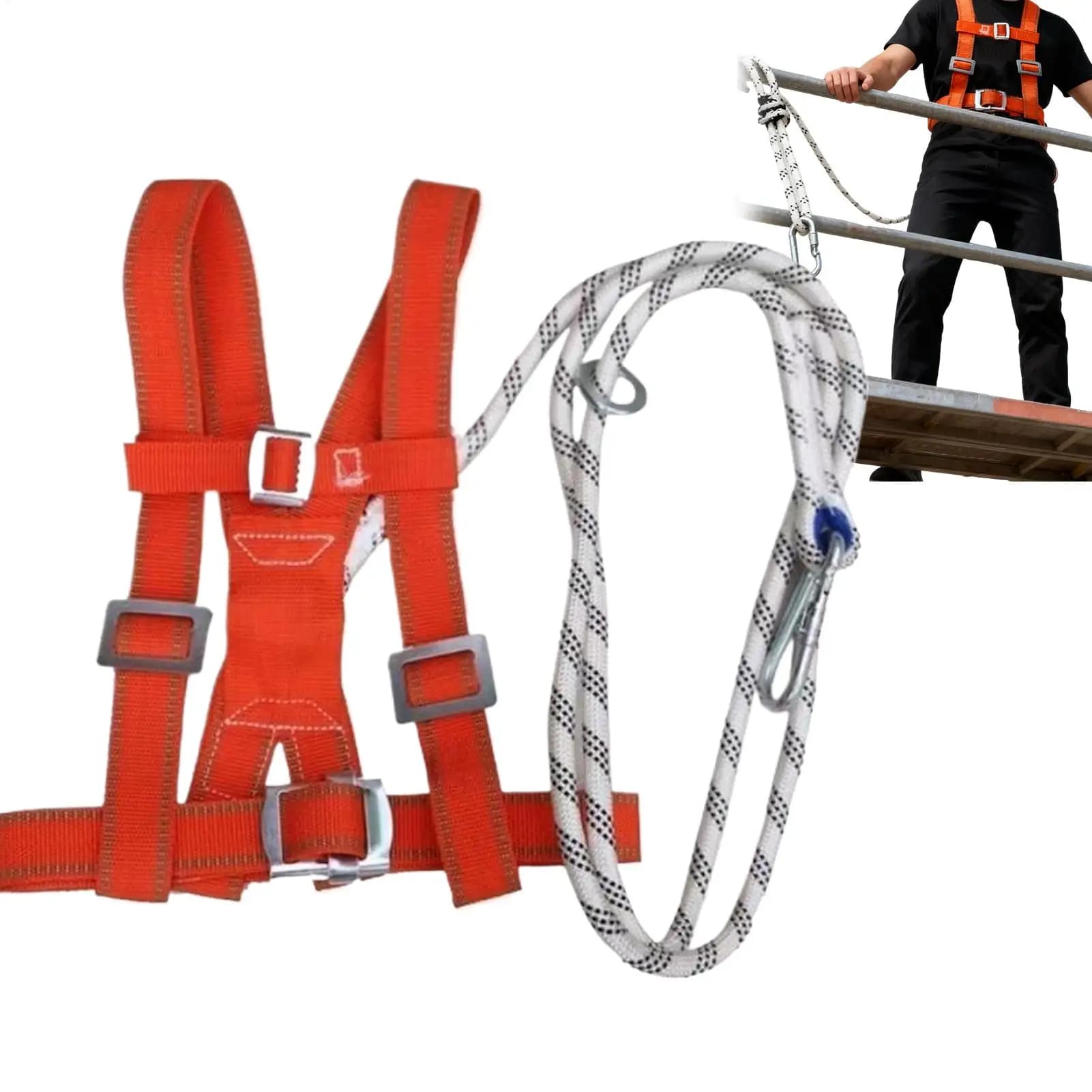 Adjustable safety harness Anti-duty protection, full double belt harness for cleaning windows, warehouses, constructions and works