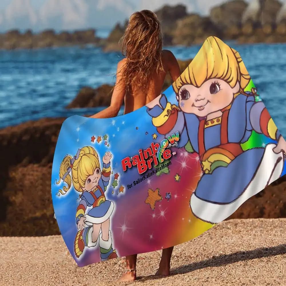 R-Rainbow B-Brite Asciugamano da bagno in microfibra, morbido, assorbente, traspirante, per bambina, asciugamano da spiaggia decorativo con cartoni animati