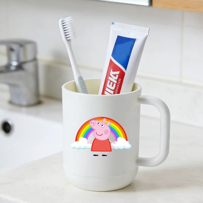 Bicchiere Portaspazzolino Peppa Pig per Bambini e Bambine, Tazza da Bagno Antiurto, Bottiglia Portatile per Adulti e Bambini