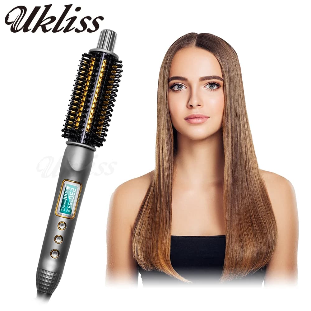 32 mm curling iron brush Ceramic ion hair plate Anti-coating volumizing hair plate heated brush Electric hot comb