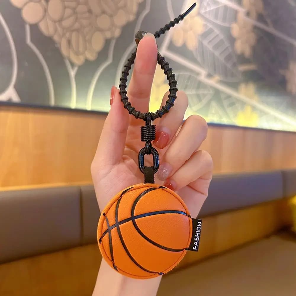 Cartoon 3D Ball Leather Keychain Volleyball Baseball Rugby Football Pendant Bag Hanging Basketball Car Key Ring Women Men