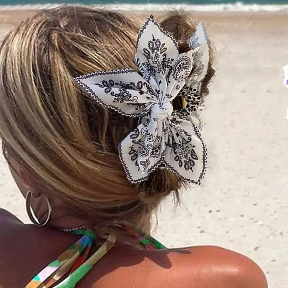 Creativo Bowknot Arco Artiglio Dei Capelli Carino Tornante Stile Francese Anacardi Fiore Clip di Capelli Grande Artiglio Dei Capelli Grab Clip Arco Corda Per Capelli Quotidiano
