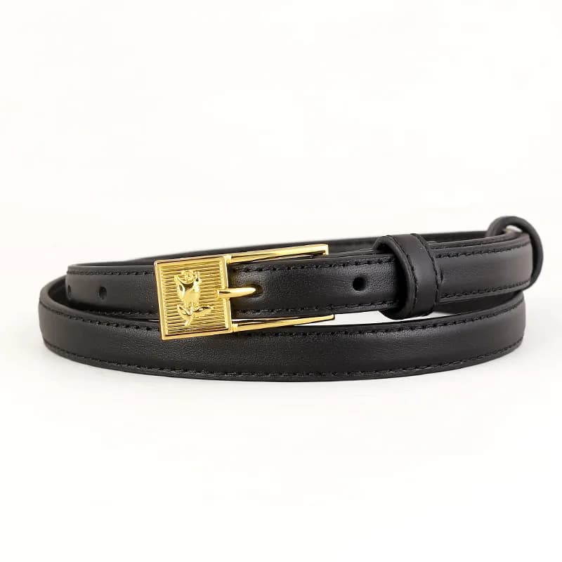 Women Fashion Versatile Genuine Leather Belt Retro Decorative Universal Fit Jeans Belt Golden Rose Alloy Buckle Classic Style