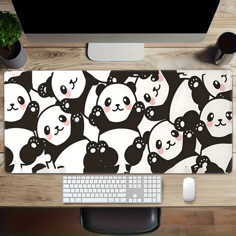 Tappetino per Mouse con Motivo Panda, Base in Gomma Antiscivolo, Grande Tappetino per PC, Laptop, Tastiera, Ufficio e Gaming
