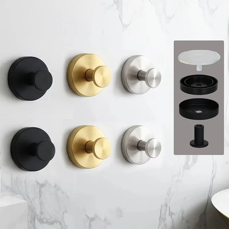 4/6pcs Suction Cup Hooks Stainless Steel Waterproof Bathroom Shower Wall Mount Punch-free Reusable Strong Adsorption Hook Hanger