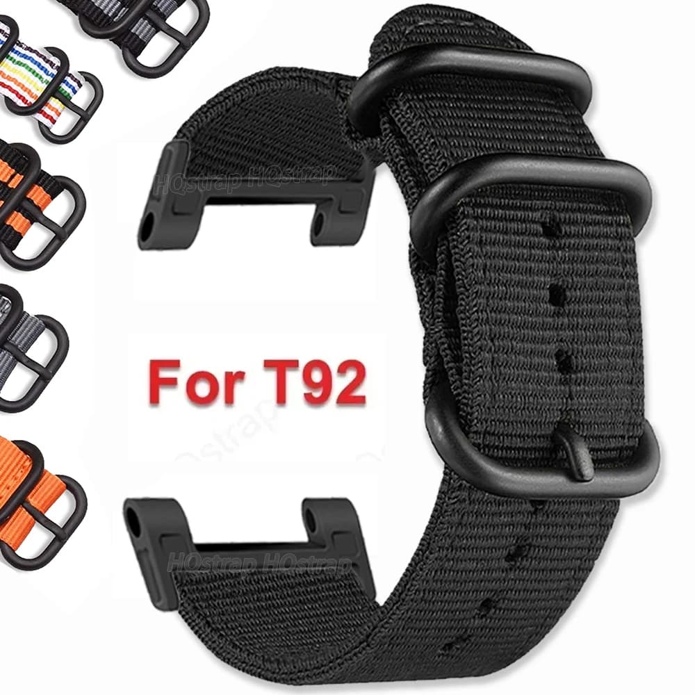 Cinturino in Nylon per cinturino Smart Watch T92 22mm bracciale sportivo donna uomo accessori per cinturino cinturini di ricambio con fibbia nera
