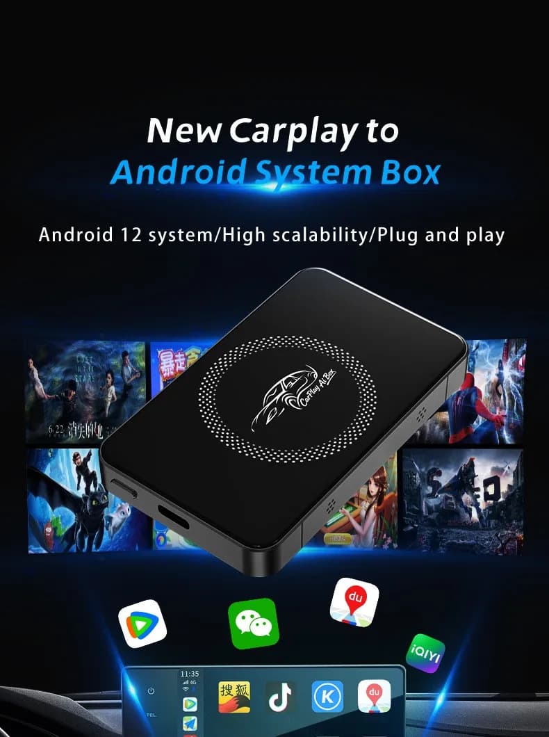 W3 Android 12 CarPlay Smart Box Adattatore Wireless CarPlay e Android Auto BT 5.4 WiFi 6 Plug & Play Supporto HDMI per Auto