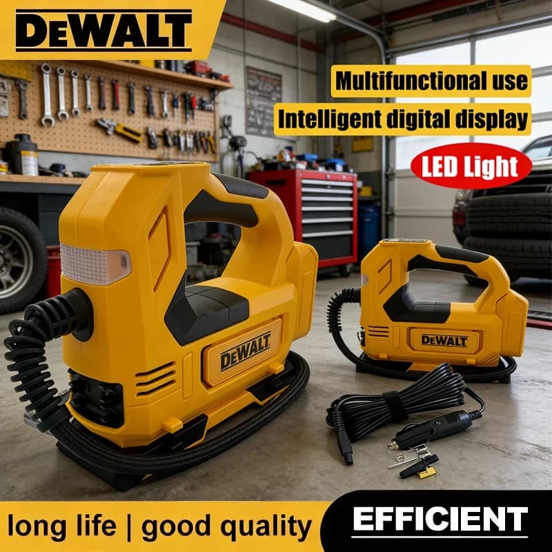 Pompa d'aria portatile DEWALT per batteria da 18V, gonfiatore senza fili per pneumatici auto, pompa elettrica per moto