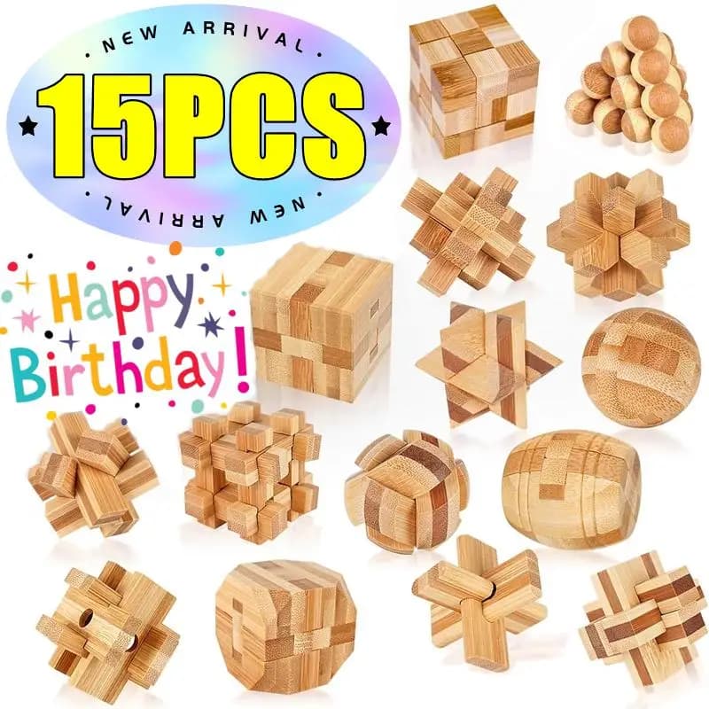 Nuovo 3-15PCS di Legno Kong Ming Lock Lu Ban Lock IQ Rompicapo Giocattolo Educativo per I Bambini Bambini Montessori 3D Puzzle Gioco Giocattoli
