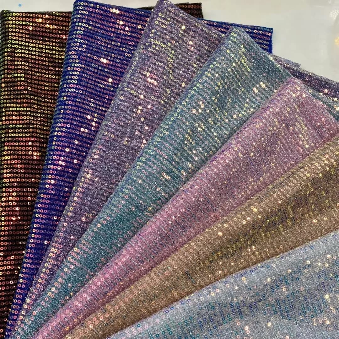 Tessuto con paillettes Glitter Fibra di poliestere Borse per bagagli in seta Abito completo Tomaia per scarpe per cucito fai da te Tenda Sfondo Tovaglia Lino