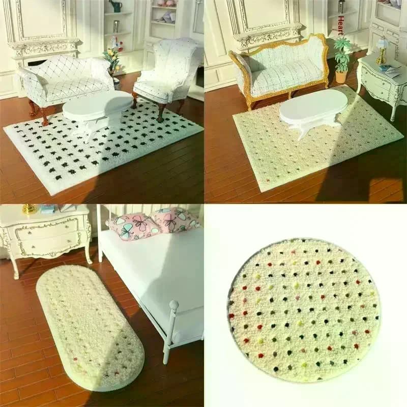 Tappeto in Miniatura per Casa delle Bambole 1:12, Morbido Tappetino Peluche, Accessorio per Fotografia, Giocattoli per Bambini, Decorazione Miniatura per Casa delle Bambole, Regali