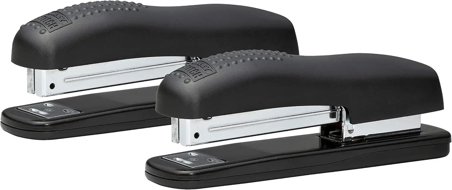 Cucitrice da Tavolo Ergonomica per 20 Fogli, Nera, Confezione da 2 per Ufficio e Lavori Creativi