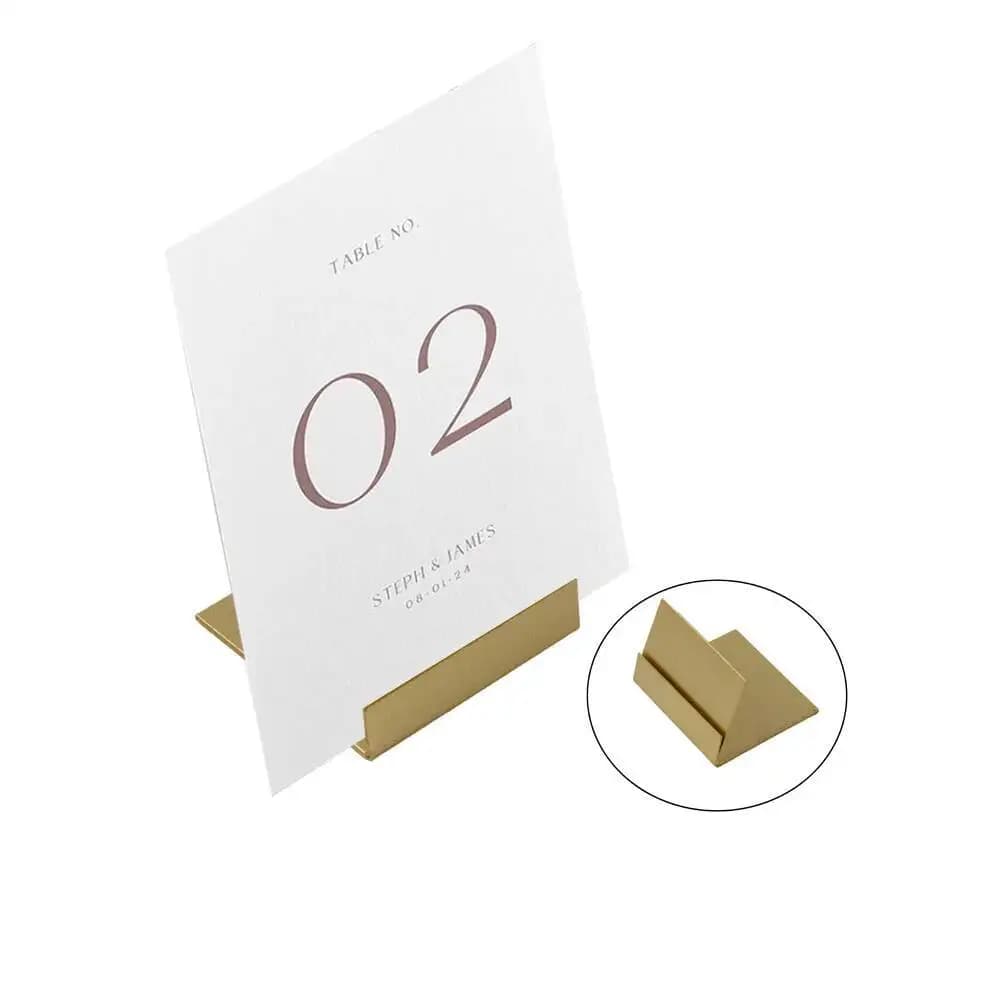 Portacarte segnaposto Supporti per numeri da tavolo in rame Cartello per matrimonio Elegante messaggio con nome L Espositore inclinato