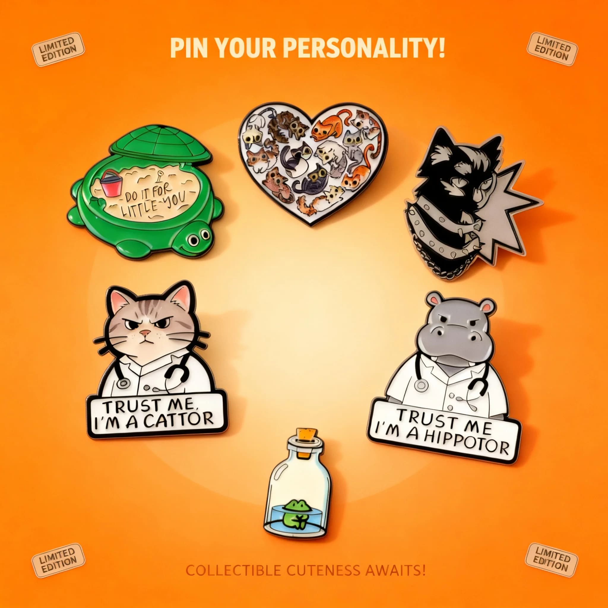 Spilla in smalto a forma di gatto medico, distintivi a forma di rana dei cartoni animati, spille a forma di ippopotamo, spille da risvolto, accessori per cosplay a tema animali, regali per zaini