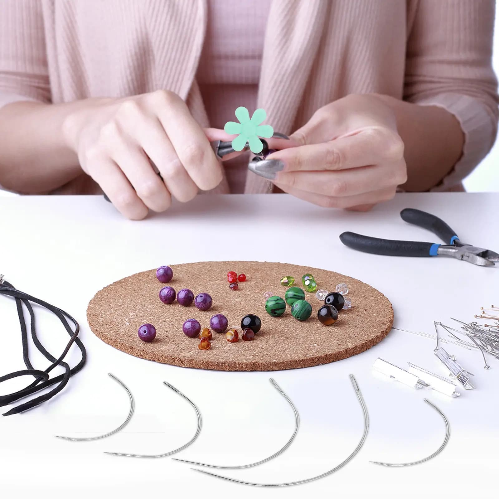 Set di Aghi da Cucito a Occhio Largo Curvo da 2.0, 2.5, 3.0, 3.5 Pollici per Tappezzeria, Lavorazione del Cuoio, Quilting, Ricamo, Perline e Lavori Pesanti