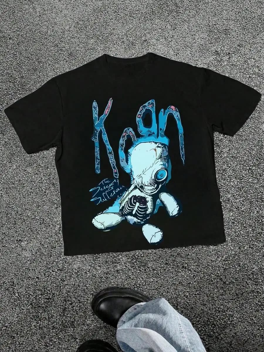 T-shirt da uomo con stampa grafica scheletrica, in cotone 100%, stile gotico, casual, a maniche corte, ispirata alla musica rock