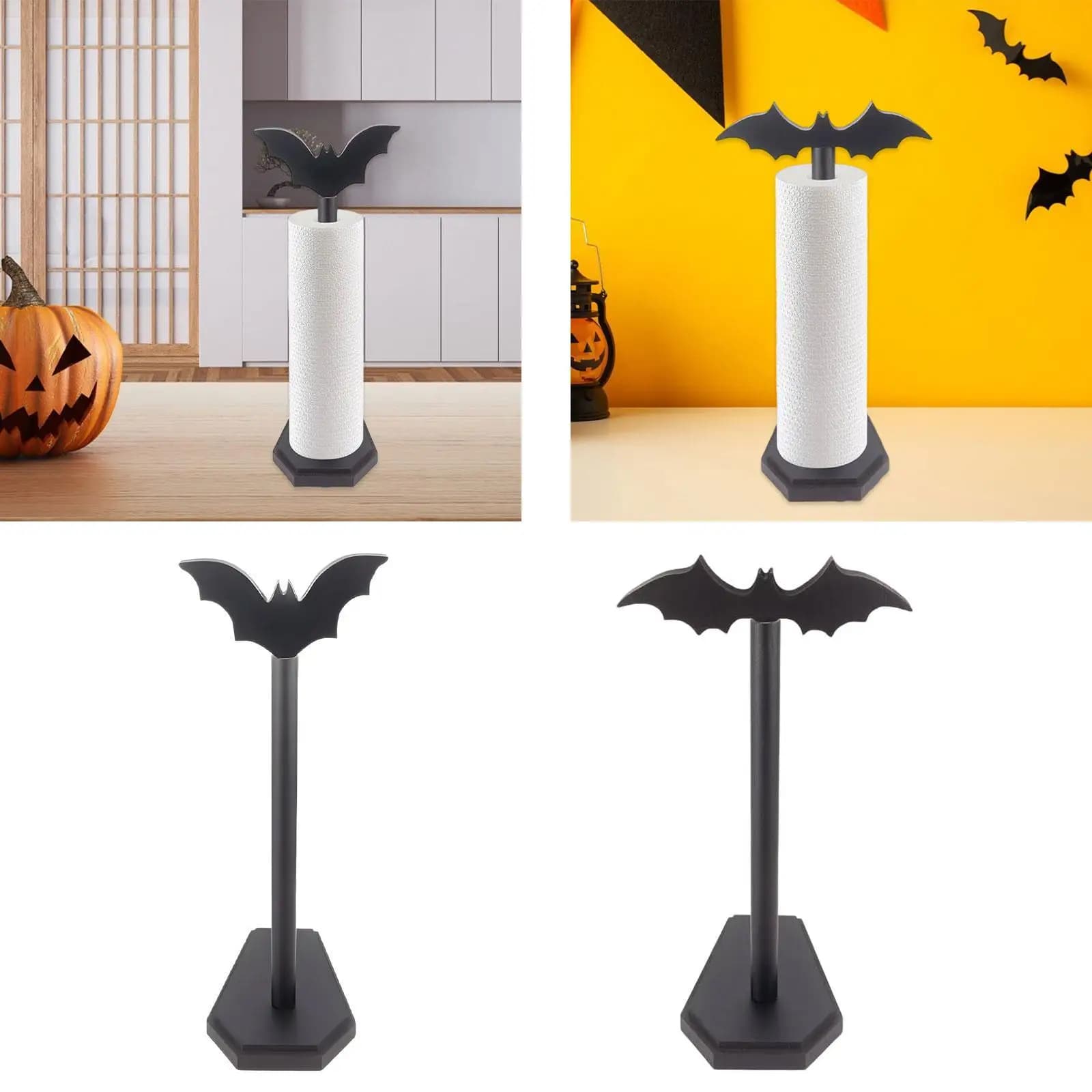 Porta asciugamani di carta pipistrello Decorazioni di Halloween Ornamento decorativo verticale Portarotolo di carta igienica per bagno, vacanze, ufficio, camera da letto, casa
