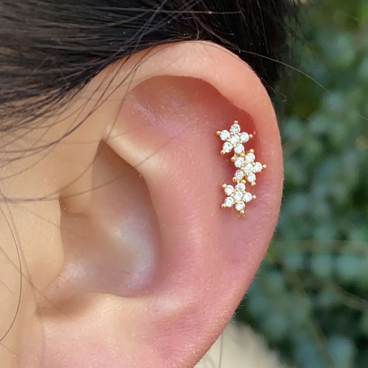 1PC Nuovo Curvo Cz Cartilagine Stud Moon Leaf Helix Rook Conch Vite Posteriore Orecchino Barra di Acciaio Inox Gioielli Penetranti Dell'orecchio