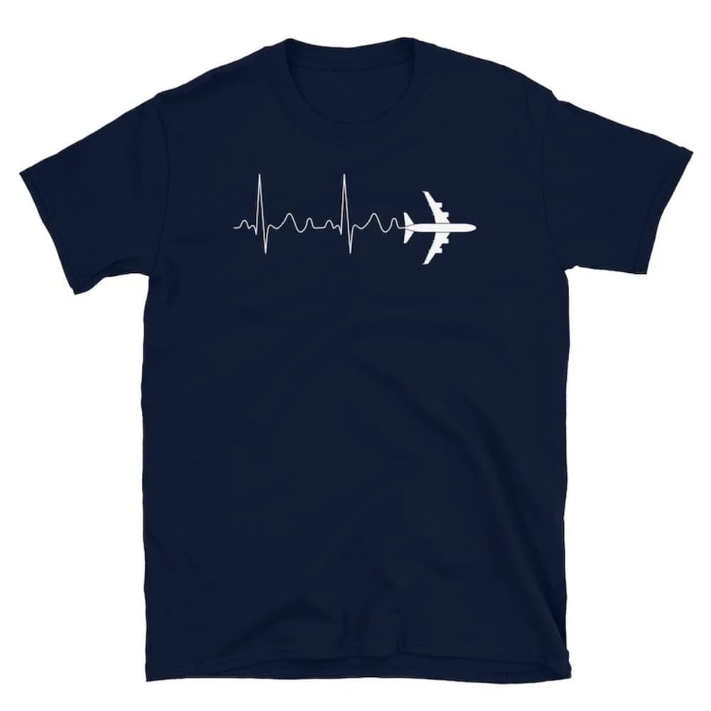 Airplane Pilot Heartbeat T-shirt Flying Gift Birthday Gift Idea Shirt Man Breathable High Quality Cotton Graphic T Shirts O-neck